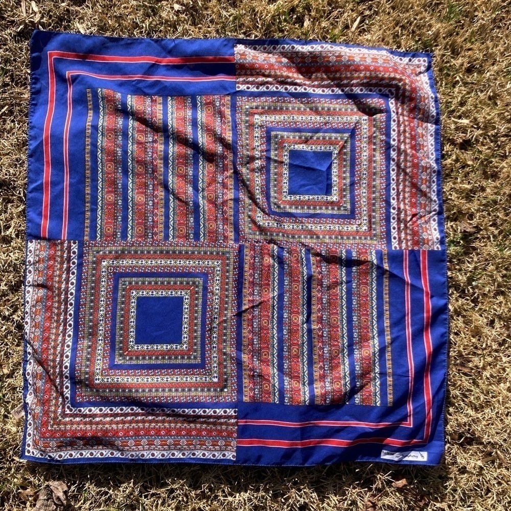 Helene for Symphony blue patterned scarf